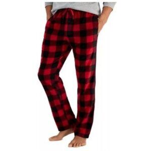 Hanes Men's Micro Fleece Sleep Pant Red Buffalo Check Large